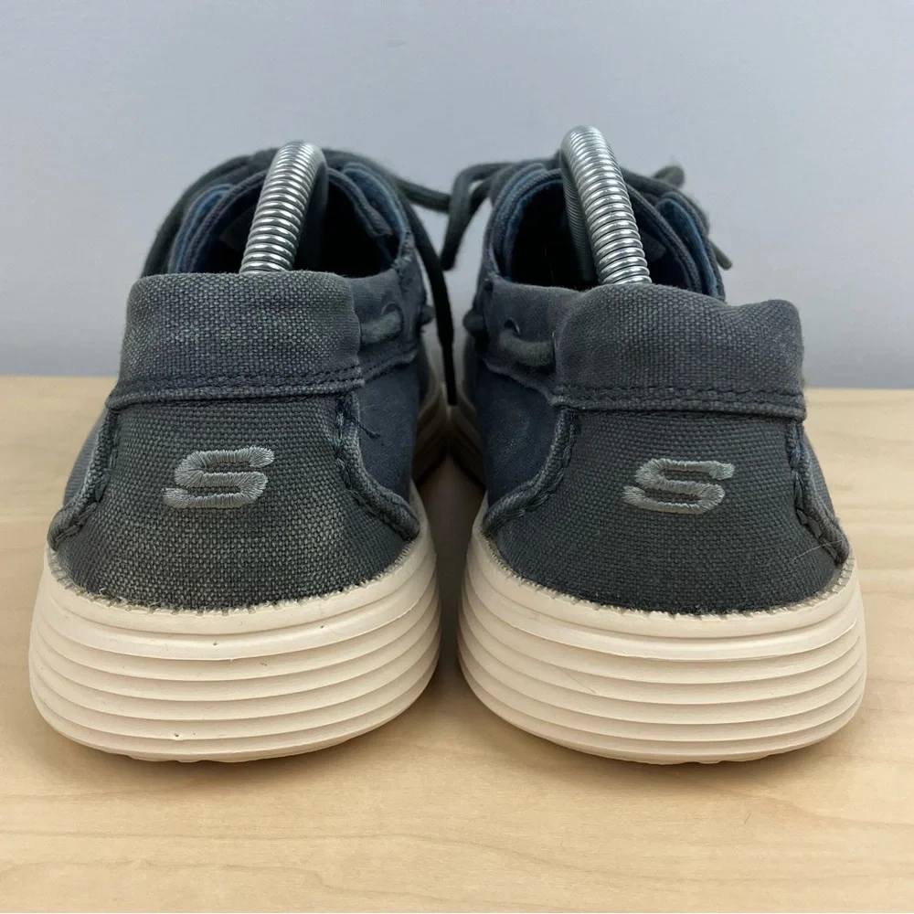 Skechers Men’s Size 9.5 Status-Melec Casual Boat Shoes Lace Up Washed Blue